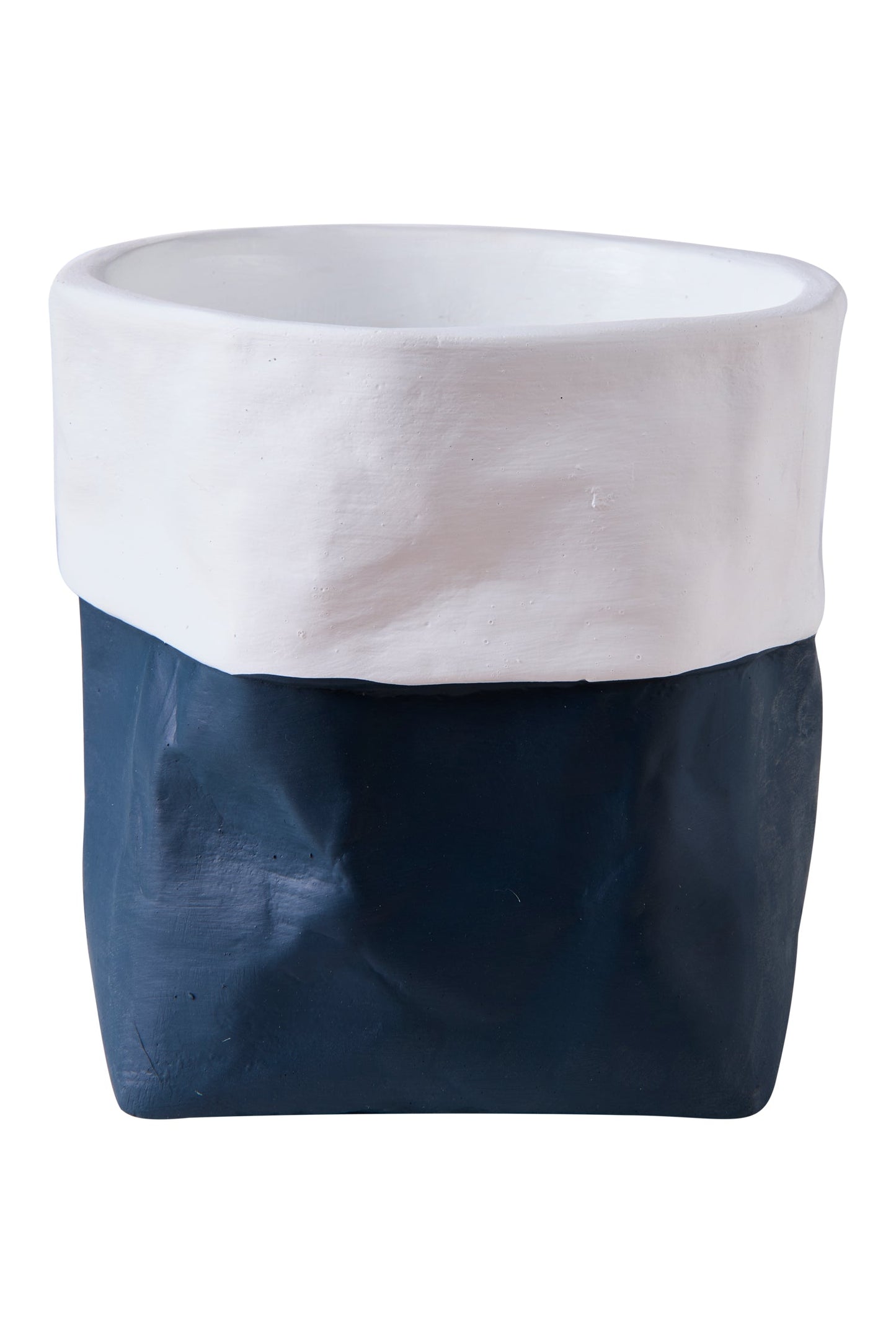 Carta Cemento - Vaso Cemento Blu Con Balza Bianca