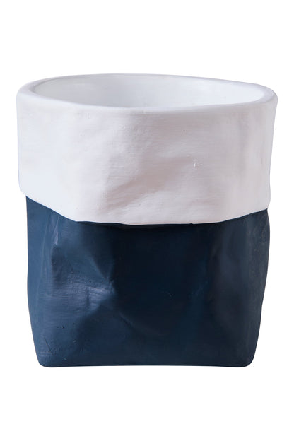 Carta Cemento - Vaso Cemento Blu Con Balza Bianca