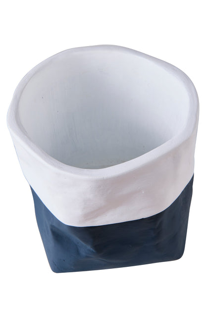 Carta Cemento - Vaso Cemento Blu Con Balza Bianca