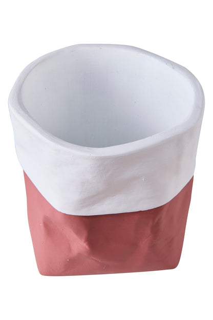 Carta Cemento - Vaso Cotone Rosa Con Balza