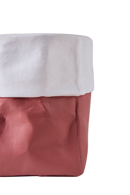 Carta Cemento - Vaso Cotone Rosa Con Balza