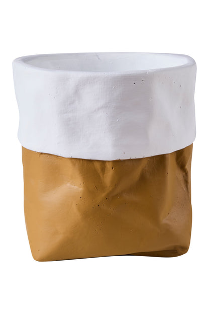 Cemento Di Carta - Vaso Cestino Ocra Con Balza