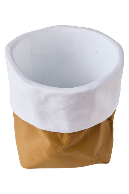 Cemento Di Carta - Vaso Cestino Ocra Con Balza