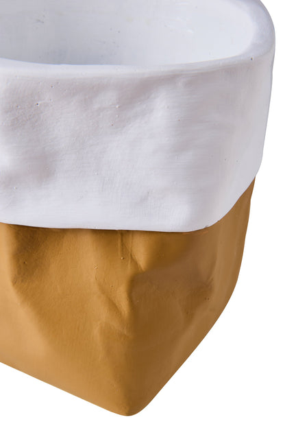 Cemento Di Carta - Vaso Cestino Ocra Con Balza