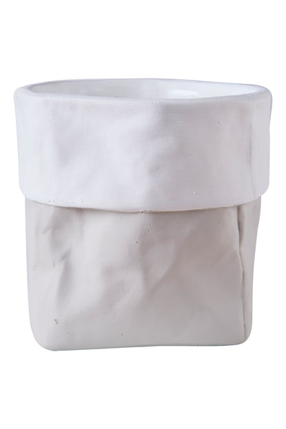 Cemento Di Carta - Vaso Cestino Con Balza Grigio