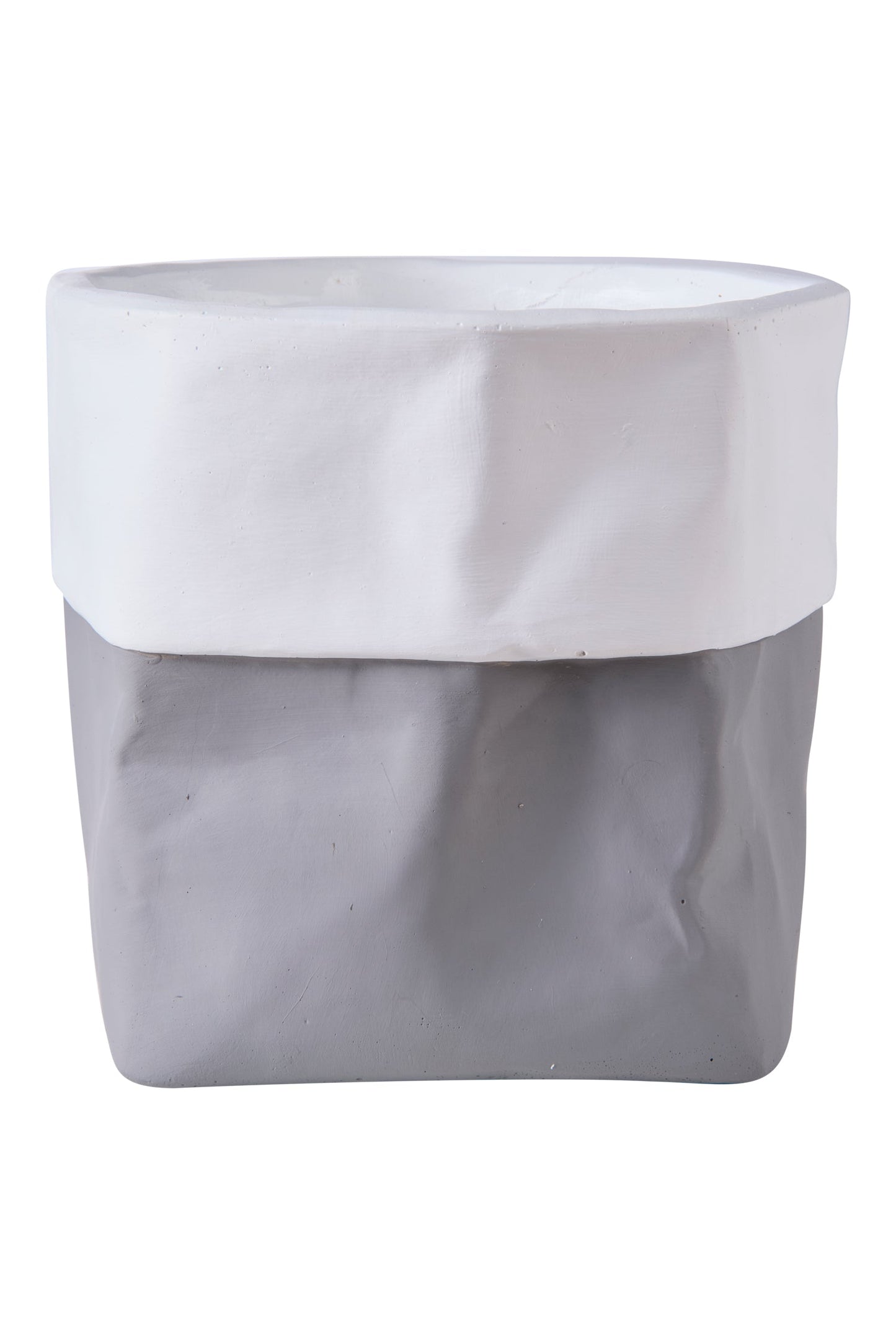 Cemento Di Carta - Vaso Cestino Grigio Con Balza Bianca