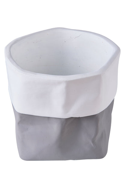 Cemento Di Carta - Vaso Cestino Grigio Con Balza Bianca