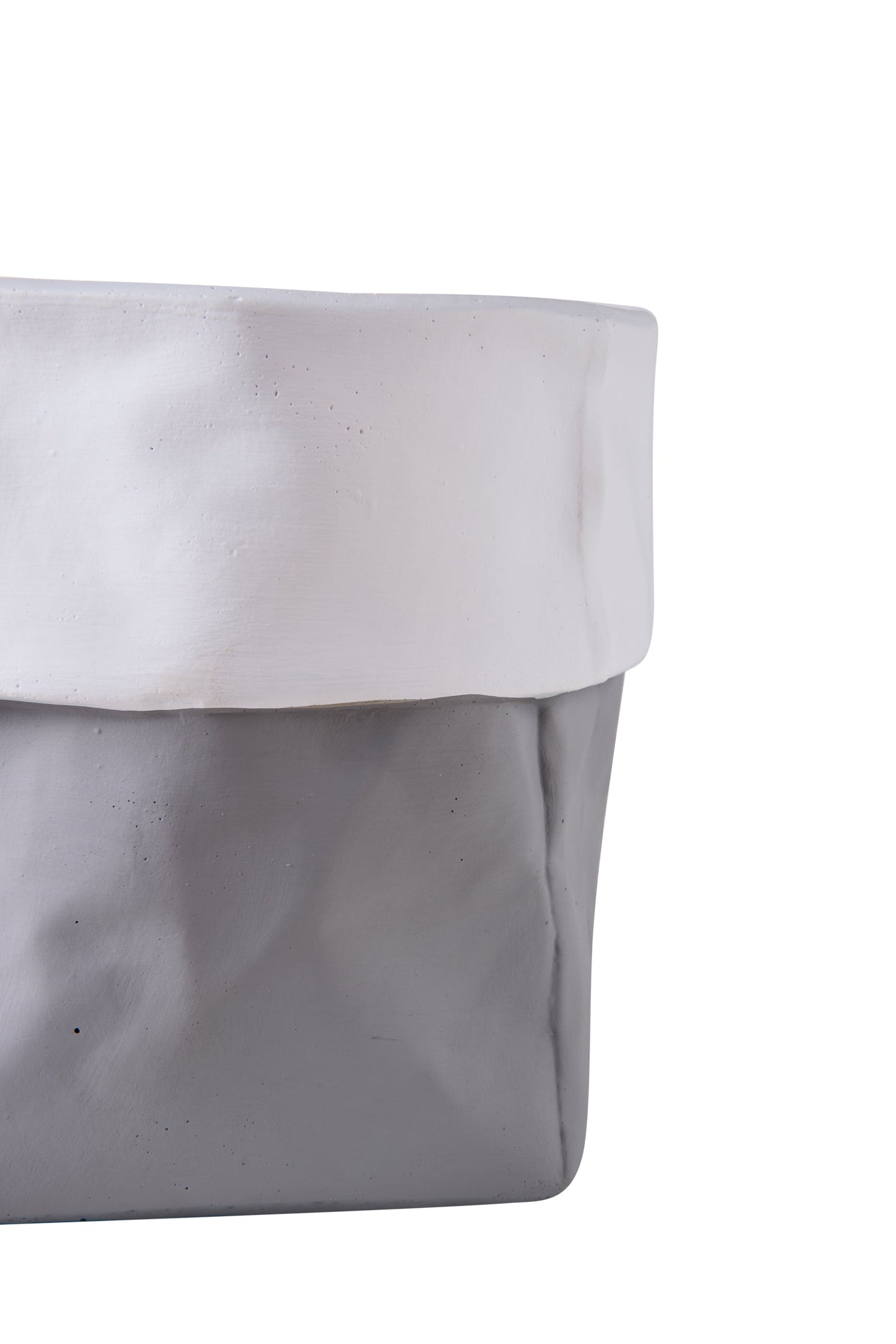 Cemento Di Carta - Vaso Cestino Grigio Con Balza Bianca