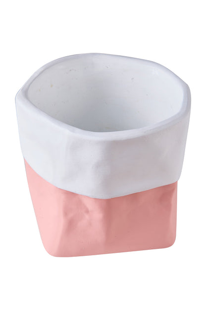 Cemento Di Carta - Vaso Cestino Rosa Con Balza