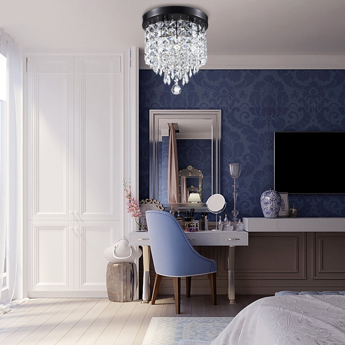 Lampadario in cristallo mini a 3 luci CO-Z con cristalli a goccia