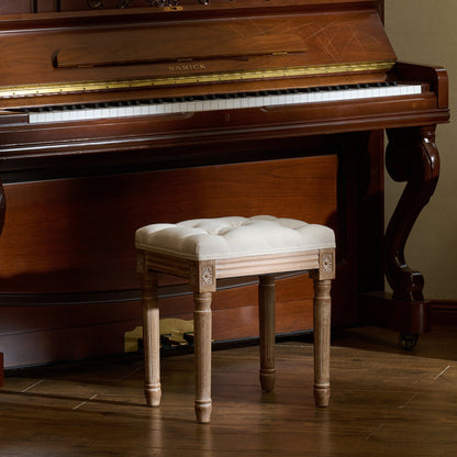 Sgabello da toeletta e poggiapiedi imbottito vintage francese CO-Z