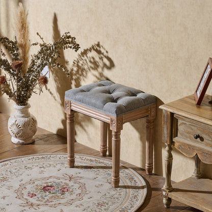 Sgabello da toeletta e poggiapiedi imbottito vintage francese CO-Z