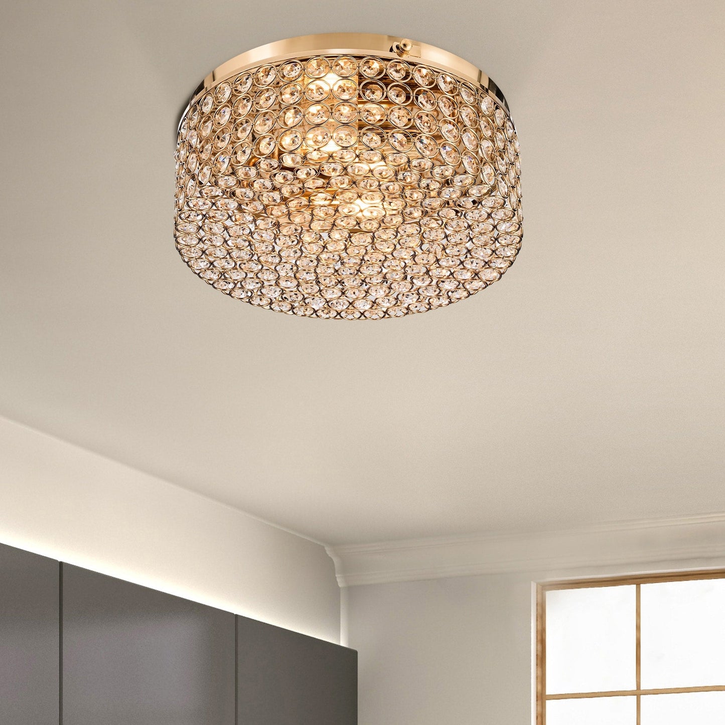 Lampada da soffitto moderna a 2 luci in cristallo rotondo CO-Z