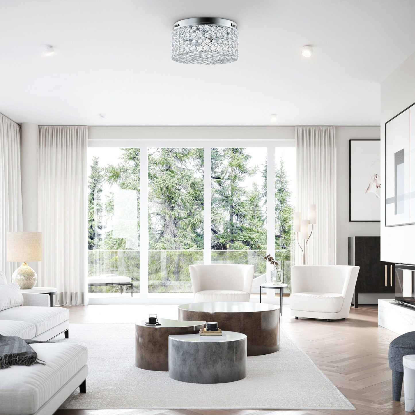 Lampada da soffitto moderna a 2 luci in cristallo rotondo CO-Z