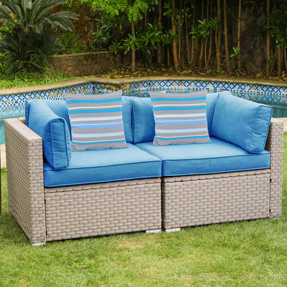 COSIEST - Set di divani componibili in vimini da esterno a due posti, 2 pezzi