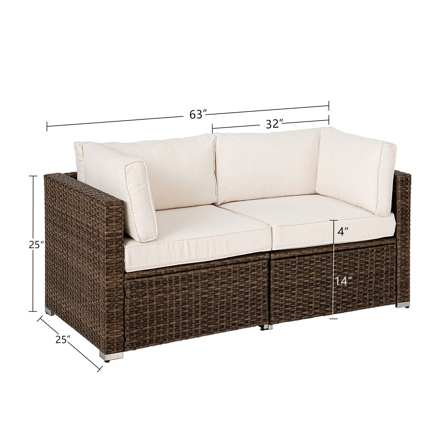 COSIEST - Set di divani componibili in vimini da esterno a due posti, 2 pezzi