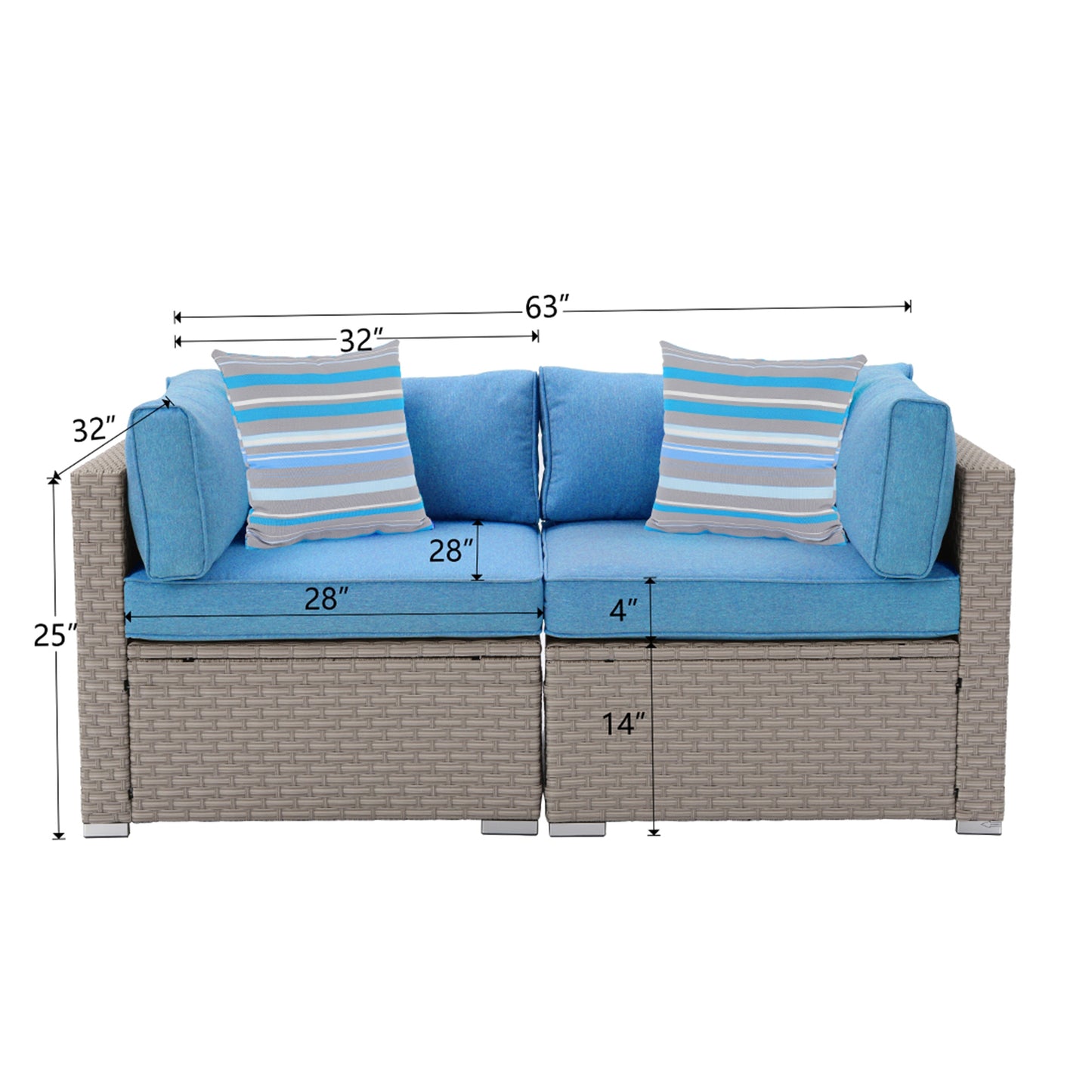 COSIEST - Set di divani componibili in vimini da esterno a due posti, 2 pezzi