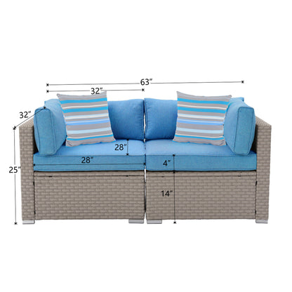 COSIEST - Set di divani componibili in vimini da esterno a due posti, 2 pezzi