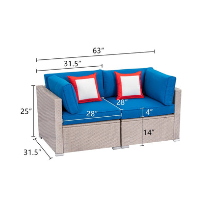 COSIEST - Set di divani componibili in vimini da esterno a due posti, 2 pezzi