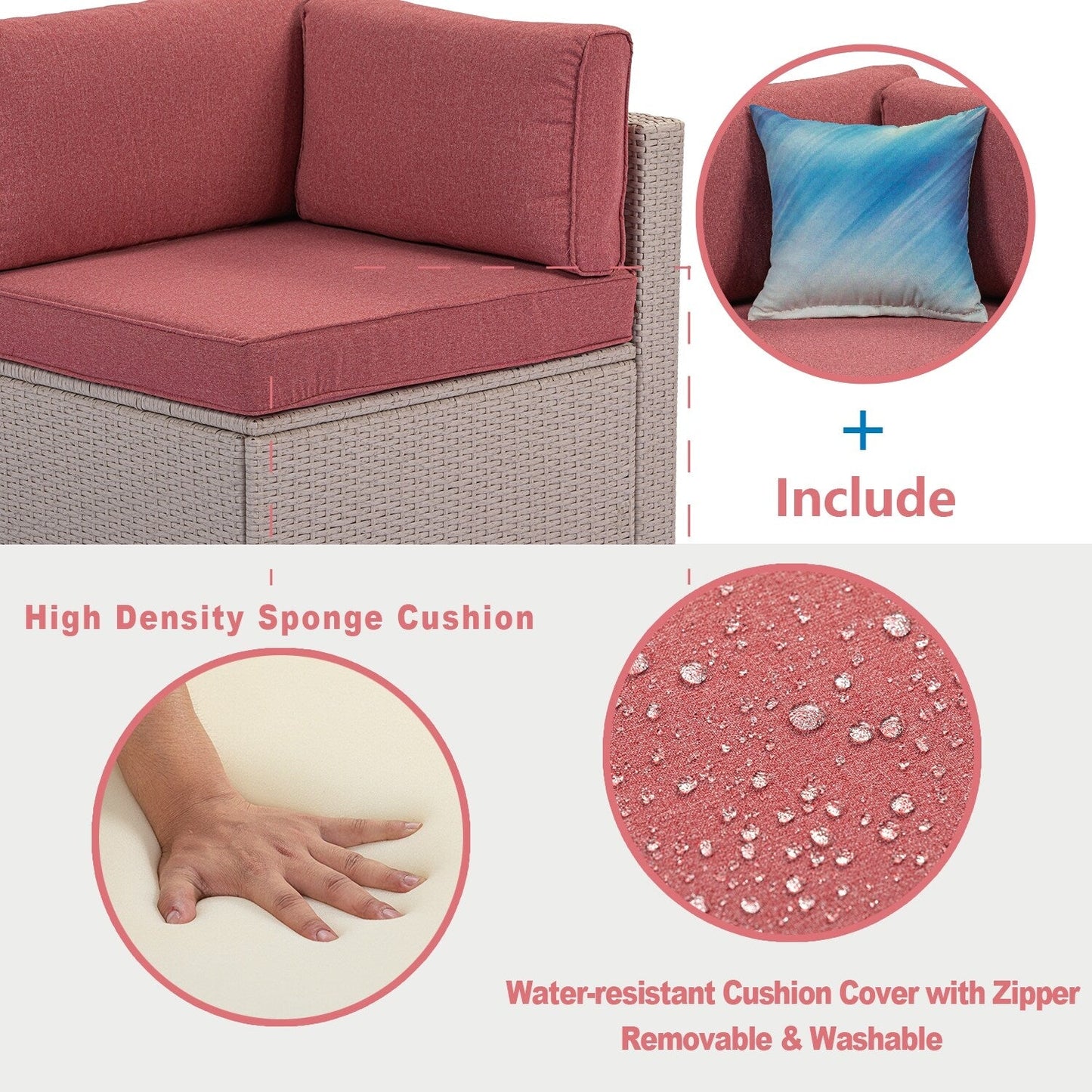 COSIEST - Set di divani componibili in vimini da esterno a due posti, 2 pezzi