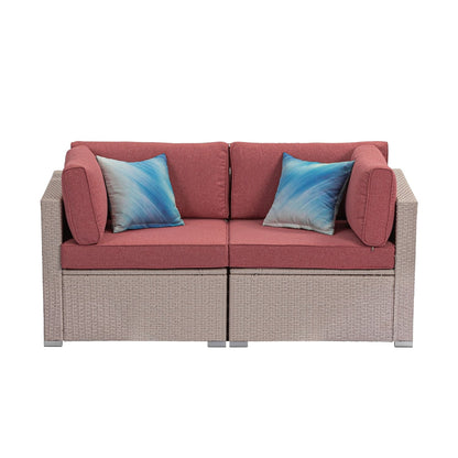 COSIEST - Set di divani componibili in vimini da esterno a due posti, 2 pezzi