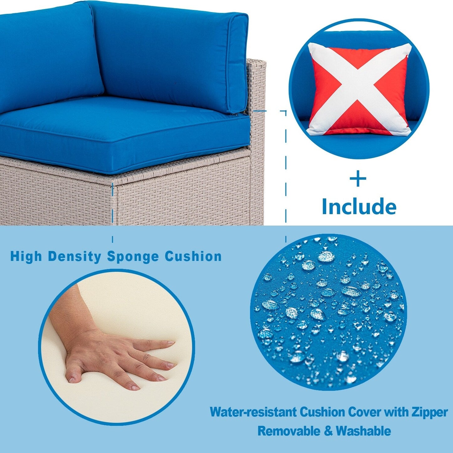 COSIEST - Set di divani componibili in vimini da esterno a due posti, 2 pezzi