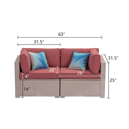 COSIEST - Set di divani componibili in vimini da esterno a due posti, 2 pezzi