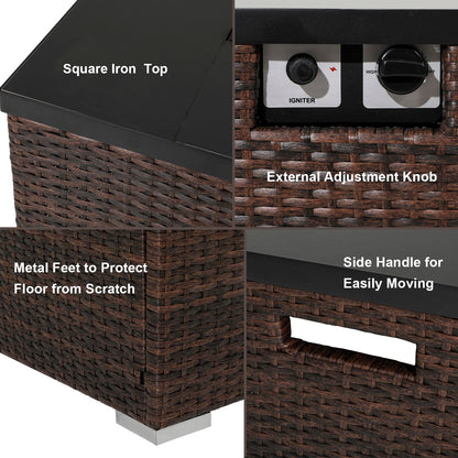 COSIEST - Set di divani componibili in vimini per esterni da 4 pezzi con tavolo per braciere