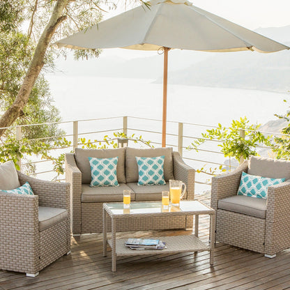 Set da giardino con divano componibile imbottito a 4 pezzi più accogliente