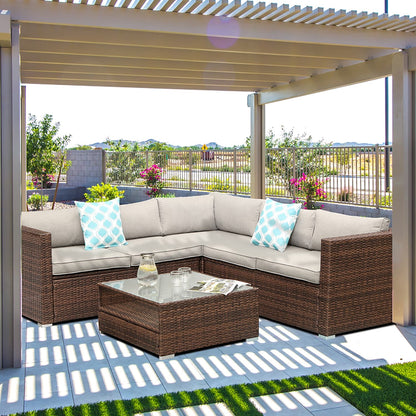 COSIEST Set da esterno in vimini da 4 pezzi con tavolino da caffè