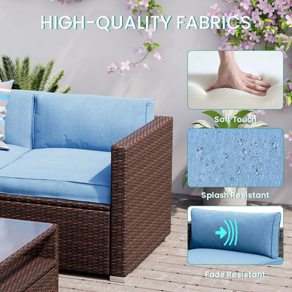 COSIEST Set da esterno in vimini da 4 pezzi con tavolino da caffè