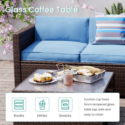 COSIEST Set da esterno in vimini da 4 pezzi con tavolino da caffè