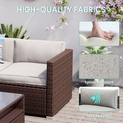 COSIEST Set da esterno in vimini da 4 pezzi con tavolino da caffè