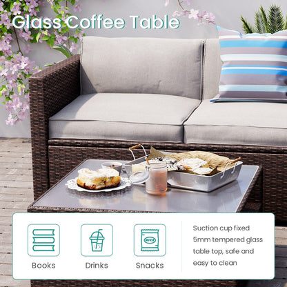 COSIEST Set da esterno in vimini da 4 pezzi con tavolino da caffè