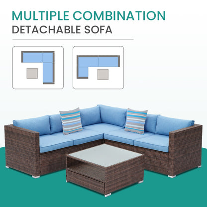 COSIEST Set da esterno in vimini da 4 pezzi con tavolino da caffè