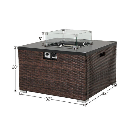 COSIEST - Set di divani componibili in vimini per esterni da 4 pezzi con tavolo per braciere