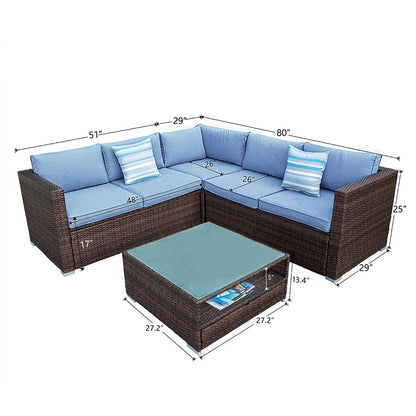 COSIEST - Set di divani componibili in vimini per esterni da 4 pezzi con tavolo per braciere