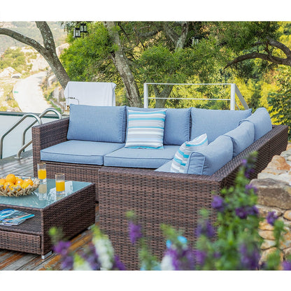 COSIEST Set da esterno in vimini da 4 pezzi con tavolino da caffè