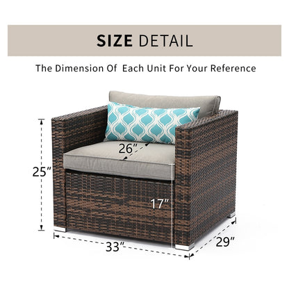 COSIEST - Set di divani componibili in vimini marrone per esterni da patio