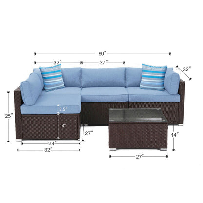 Divano componibile in vimini da 5 pezzi con cuscini per mobili da giardino COSIEST