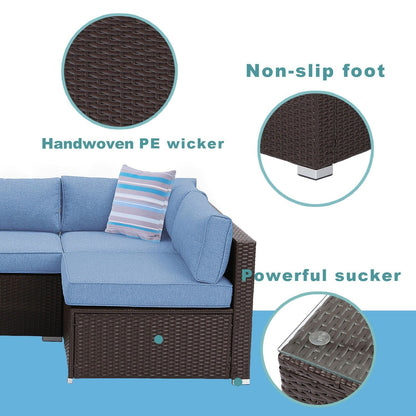 Divano componibile in vimini da 5 pezzi con cuscini per mobili da giardino COSIEST