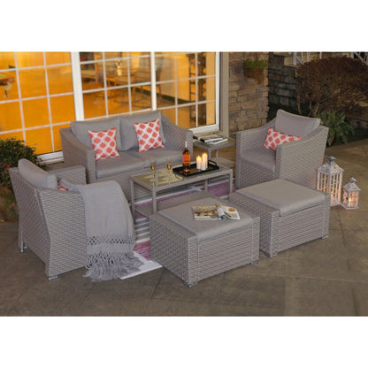 COSIEST Set da conversazione da 7 pezzi con cuscini per mobili da esterno