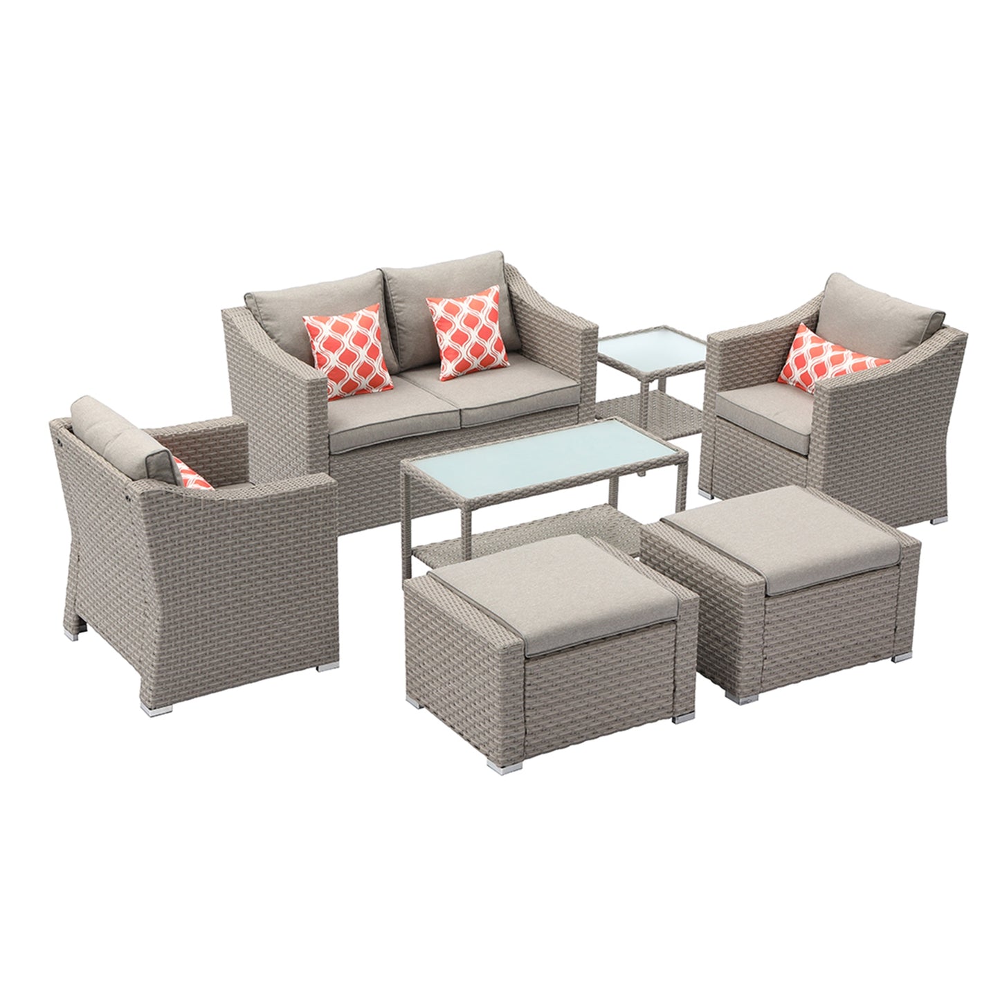 COSIEST Set da conversazione da 7 pezzi con cuscini per mobili da esterno