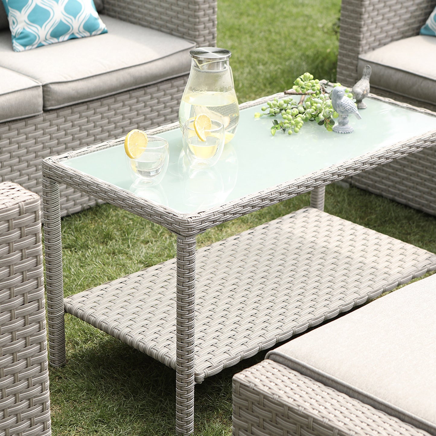 COSIEST Set da conversazione da 7 pezzi con cuscini per mobili da esterno