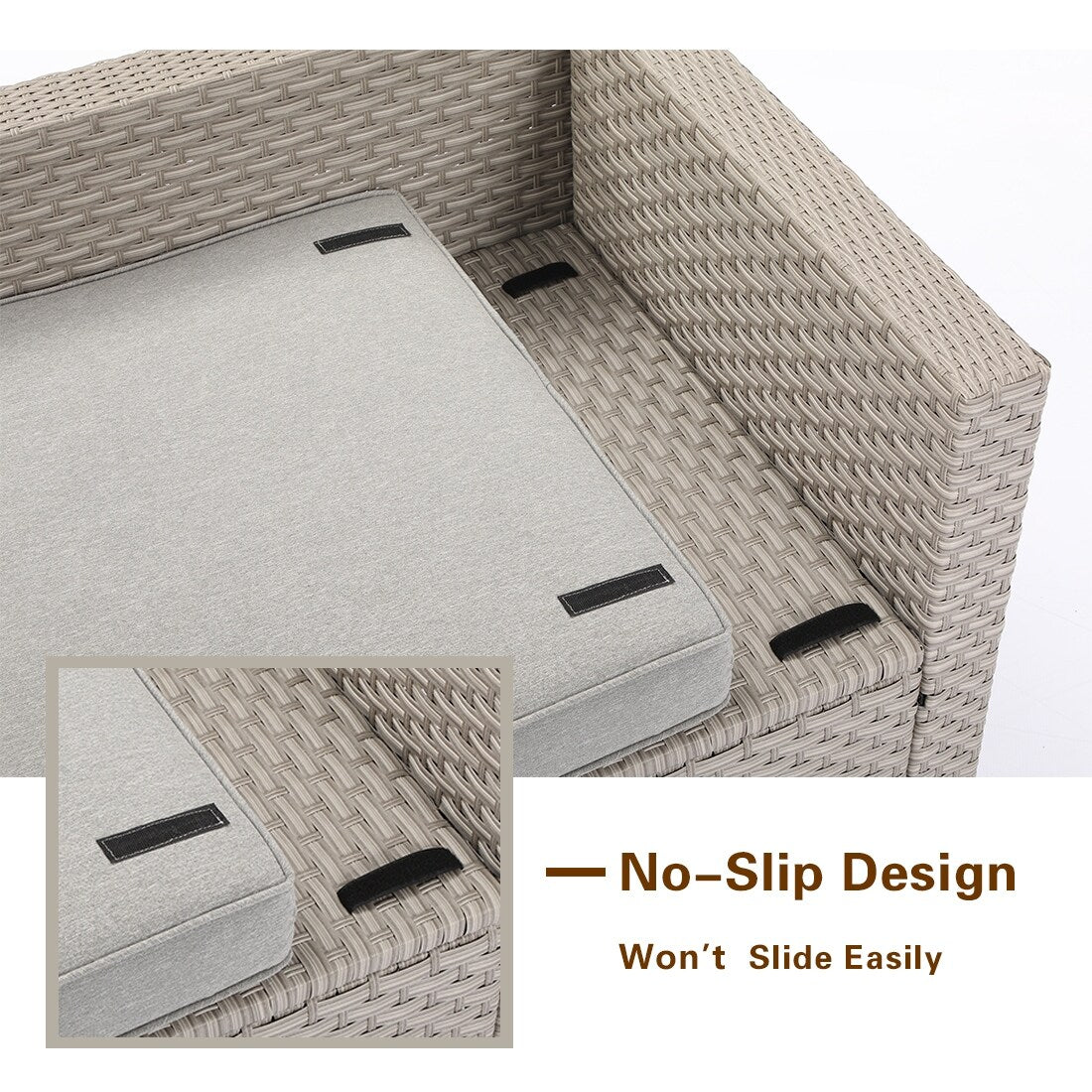 Divano componibile in vimini per patio da esterno COSIEST da 7 pezzi con tavolino da caffè