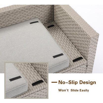 Divano componibile in vimini per patio da esterno COSIEST da 7 pezzi con tavolino da caffè