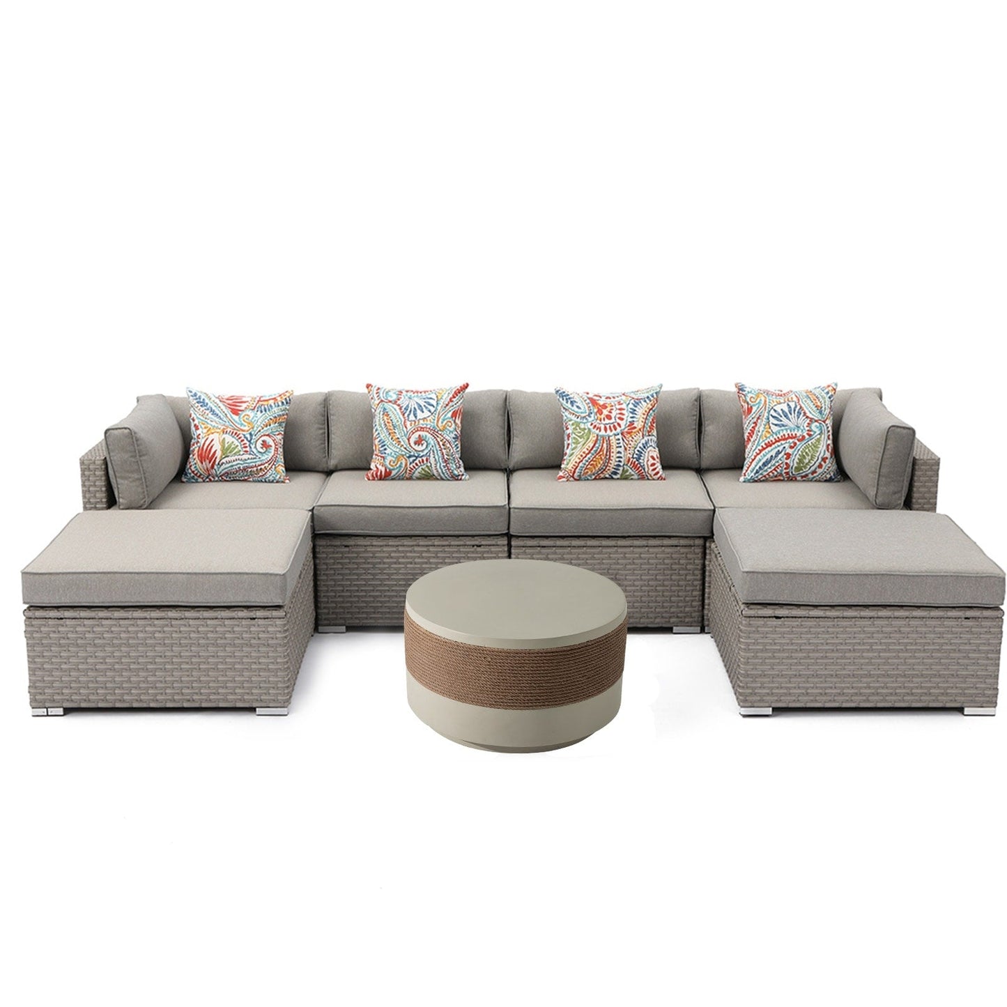 Divano componibile in vimini per esterni da 7 pezzi COSIEST con tavolino da caffè