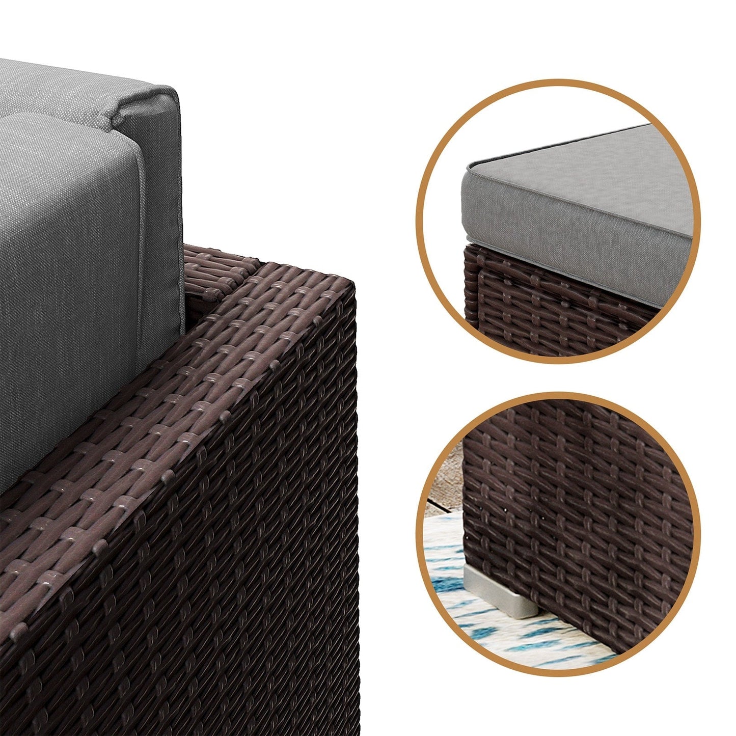 Divano componibile in vimini per esterni da 7 pezzi COSIEST con tavolino da caffè