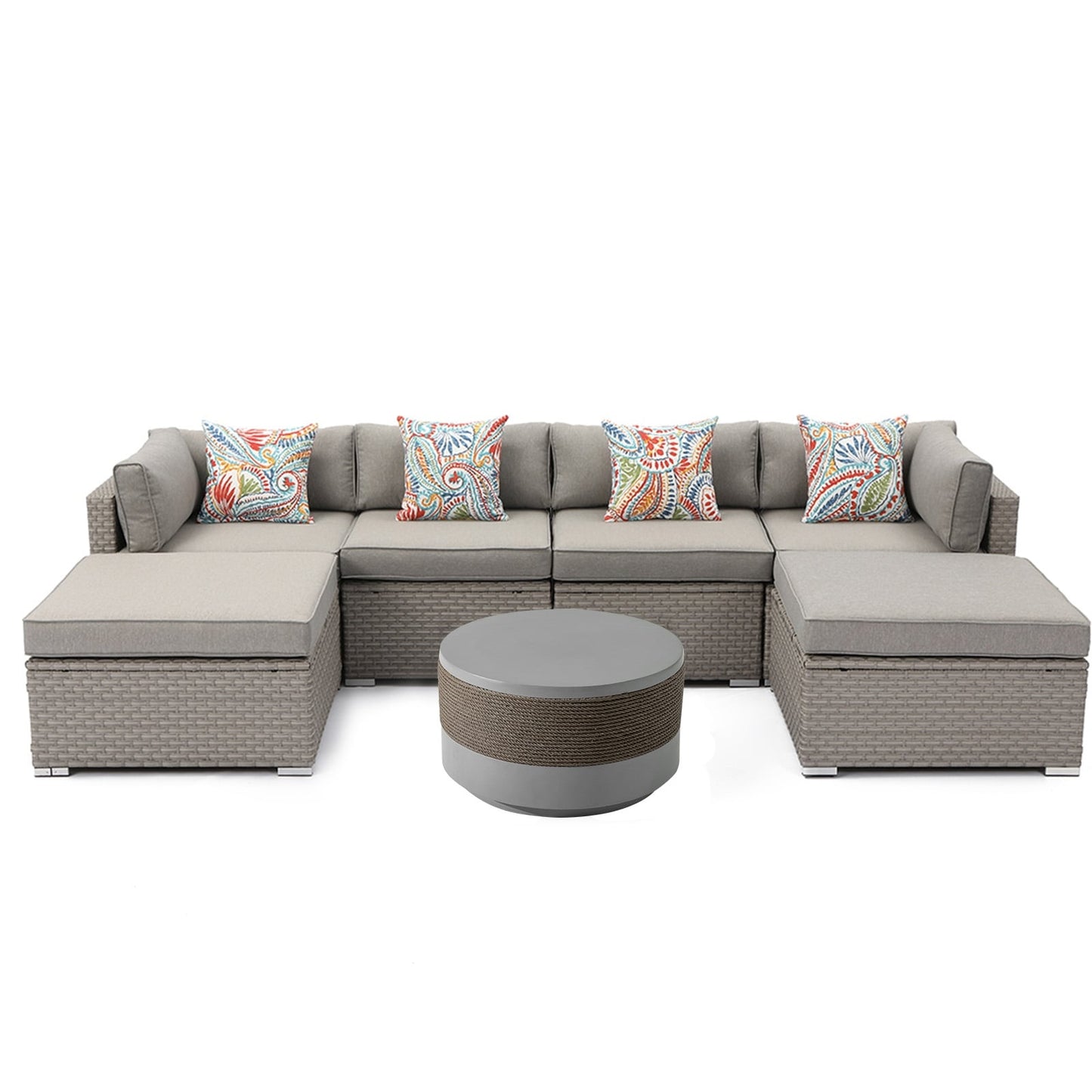 Divano componibile in vimini per esterni da 7 pezzi COSIEST con tavolino da caffè