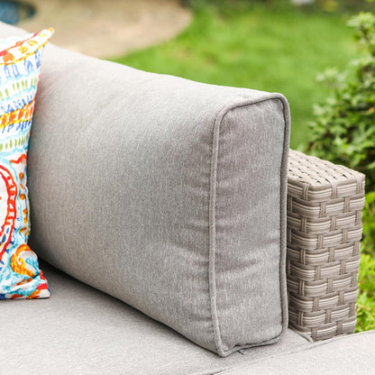 Divano componibile in vimini per patio da esterno COSIEST da 7 pezzi con tavolino da caffè